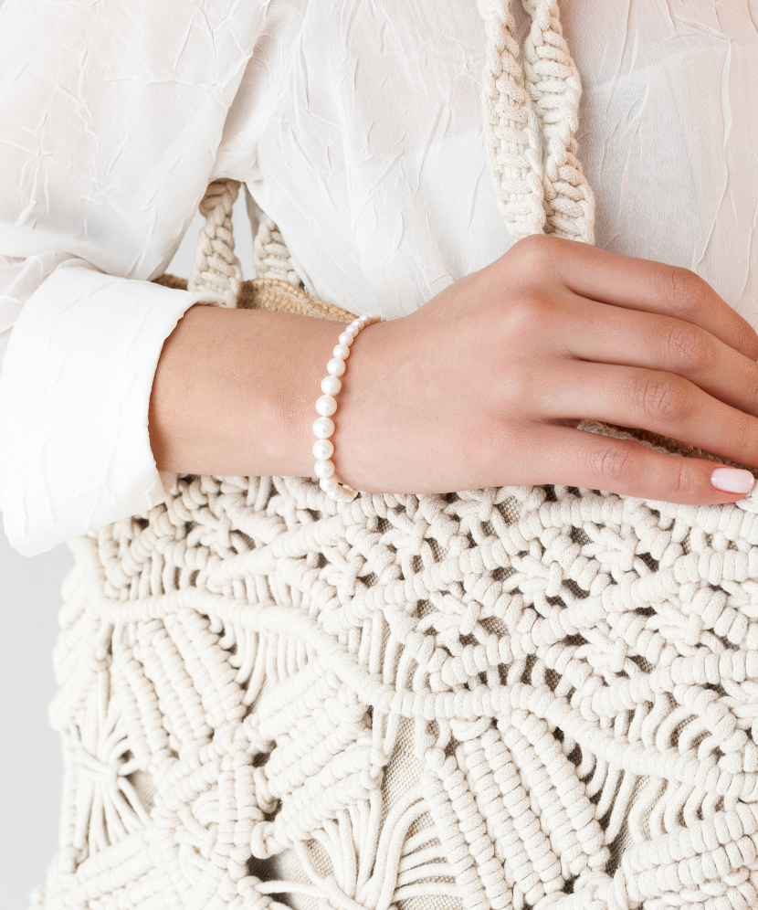 Pērļu rokassprādze ar sudrabu