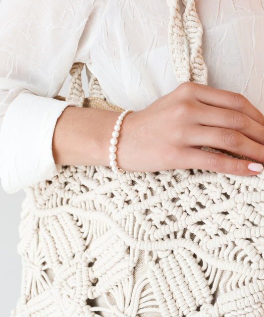 Pērļu rokassprādze ar sudrabu