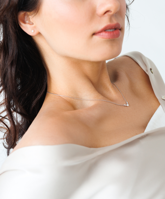 Sudraba ķēdīte ar pērli un cirkonija - Goldinga