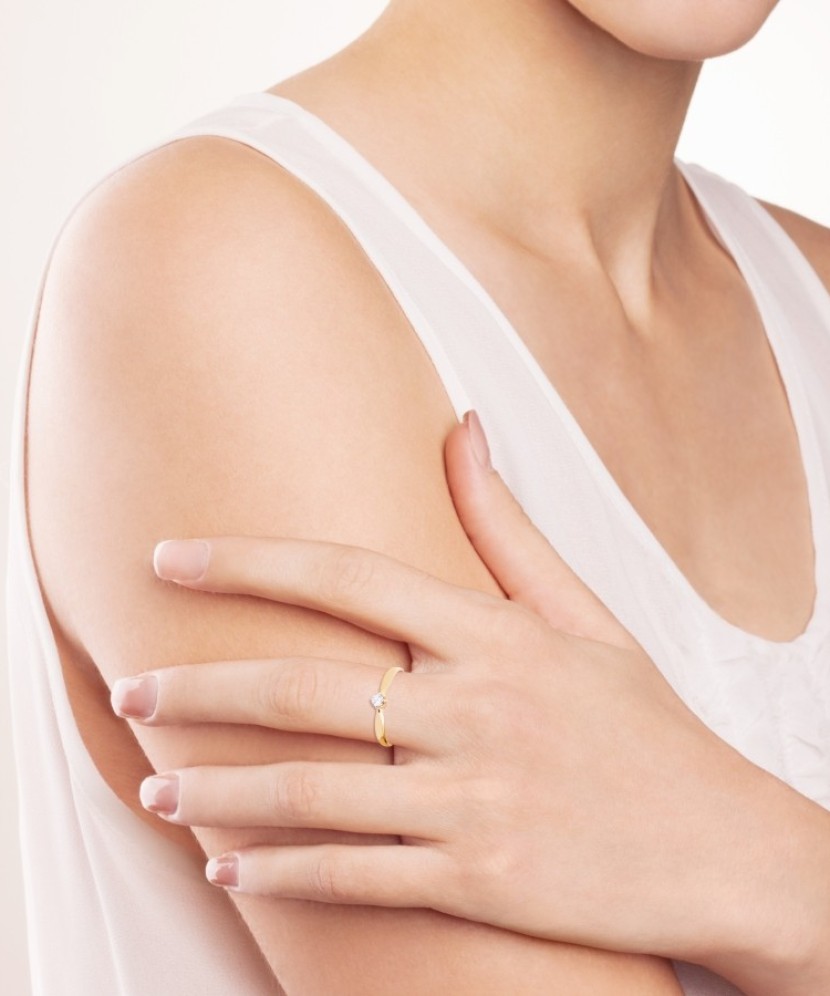 Auksinis žiedas su briliantu - Žiedai su brangakmeniais - Goldinga