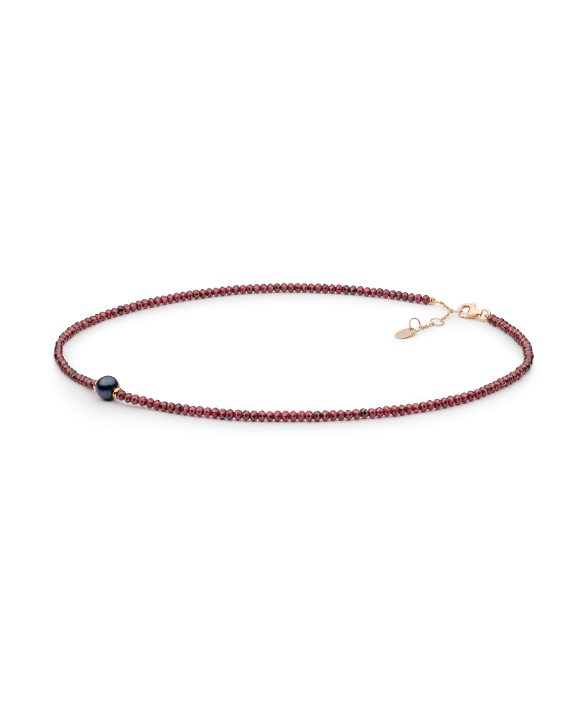 Колье с гранатами, жемчугом и позолоченным серебром