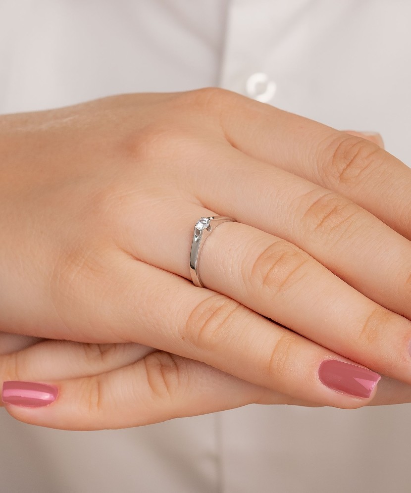 Baltā zelta gredzens ar cirkoniju - Goldinga