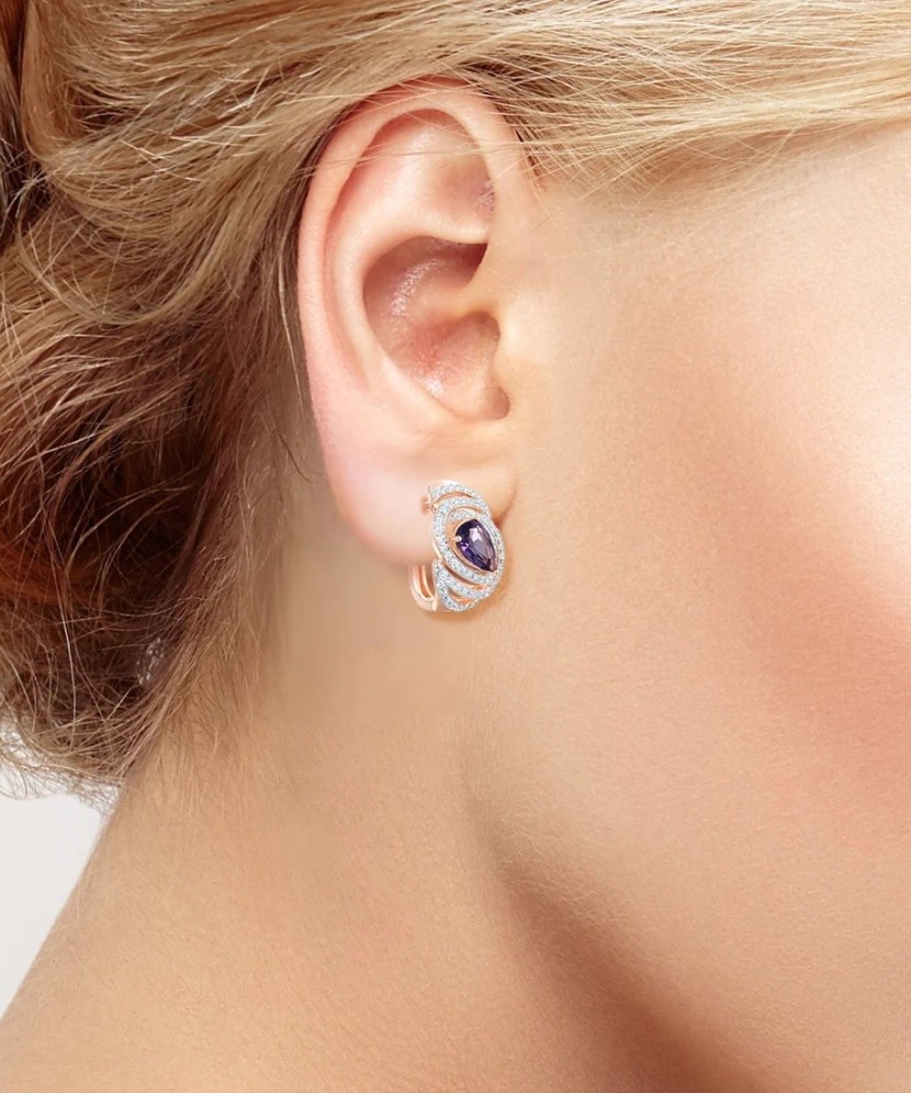 Серьги из позолоченного серебра с цирконами