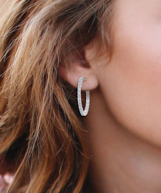 Серьги из серебра с цирконами 25mm