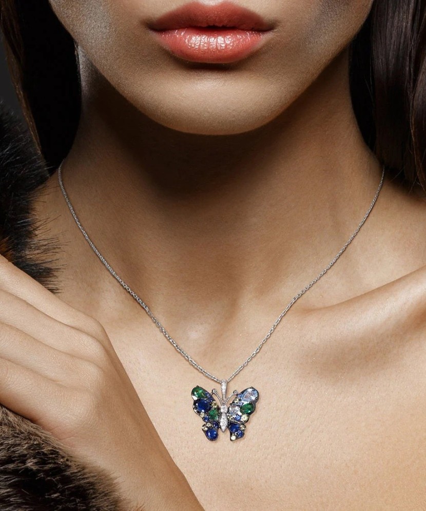 Серебряный подвеска с цирконами "Бабочка"