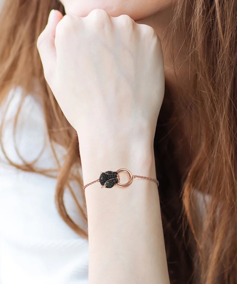 Apzeltīta sudraba rokassprādze ar spineļiem - Goldinga