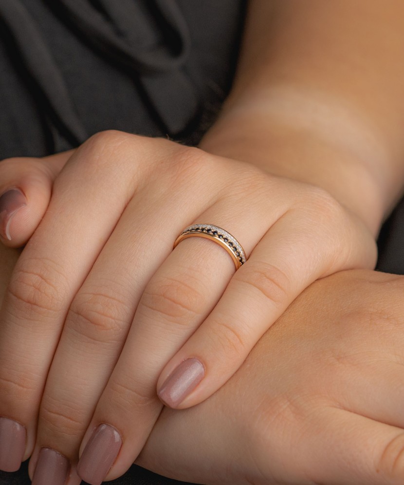 Zelta gredzens ar dimantiem un safīru - Goldinga