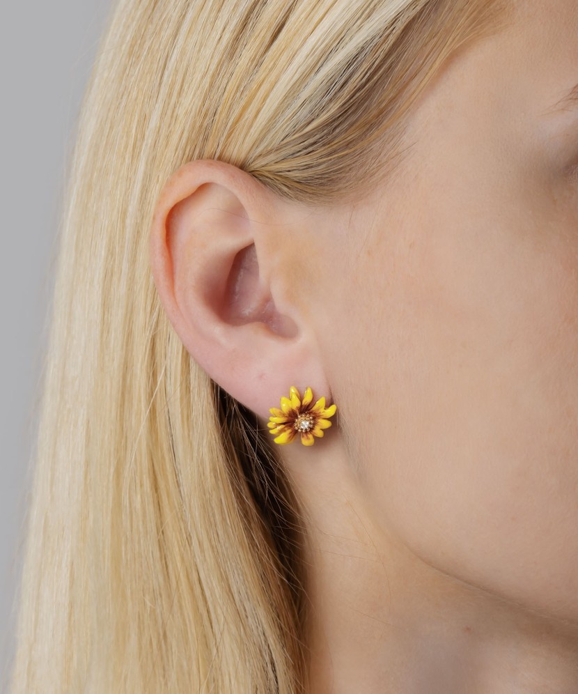 Apzeltīt sudraba auskari ar cirkoniem un emalju - Goldinga