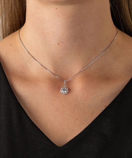 Серебряный подвеска с цирконами