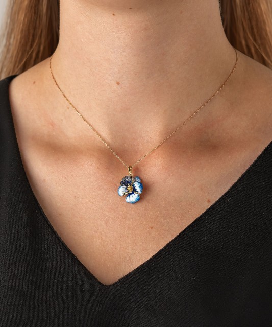 Sudraba zeltīts kulons ar emalju un cirkoniem - Goldinga