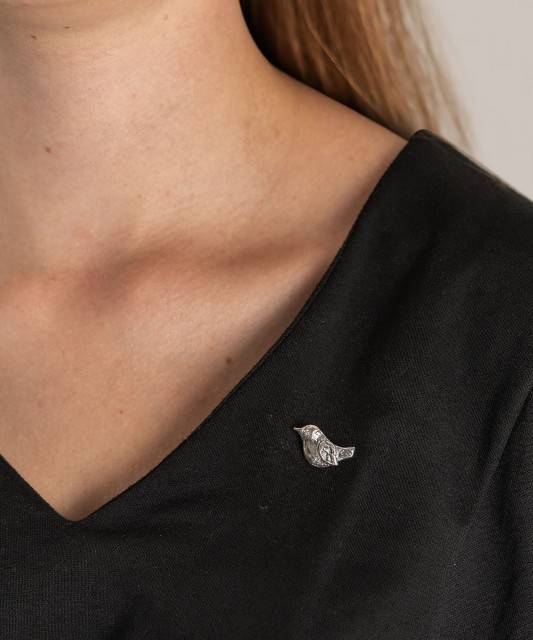 Sudraba broša ar cirkoniju "Putns"