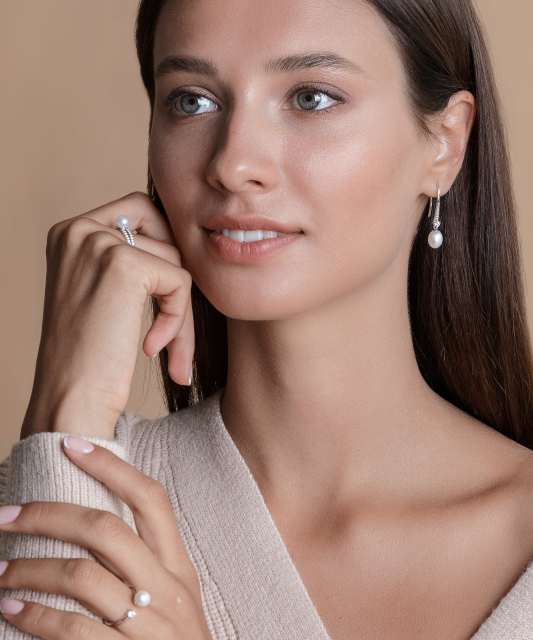 Sudraba auskari ar pērlēm un cirkonijiem - Goldinga