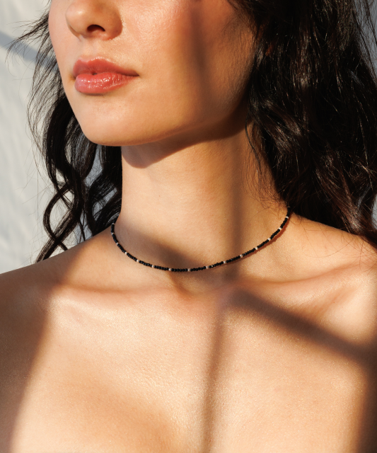 Колье с жемчугом и шпинелью