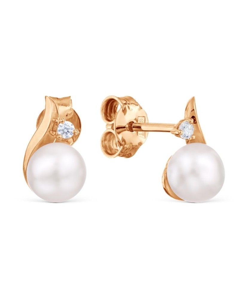 Zelta auskari ar pērlēm un cirkonijiem - Zelta Auskari - Goldinga