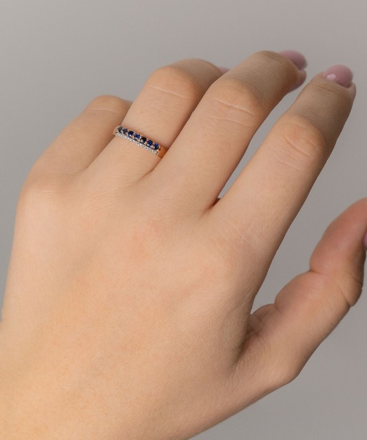 Zelta gredzens ar safīriem un briljantiem - Goldinga