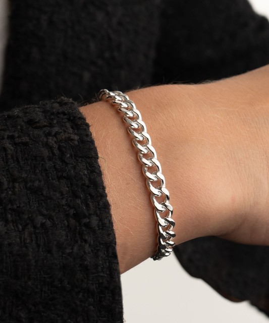 Sudraba rokassprādze "Curb" 6.3mm