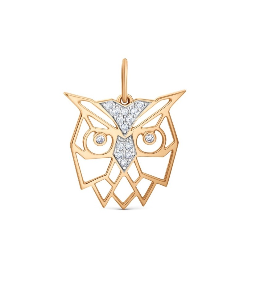 Auksinis pakabukas su cirkoniais "Pelėda" - Auksiniai pakabukai - Goldinga