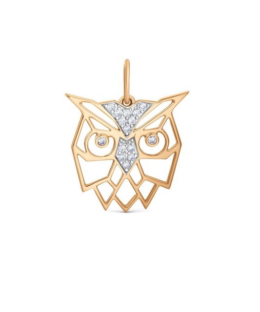 Auksinis pakabukas su cirkoniais "Pelėda" - Auksiniai pakabukai - Goldinga