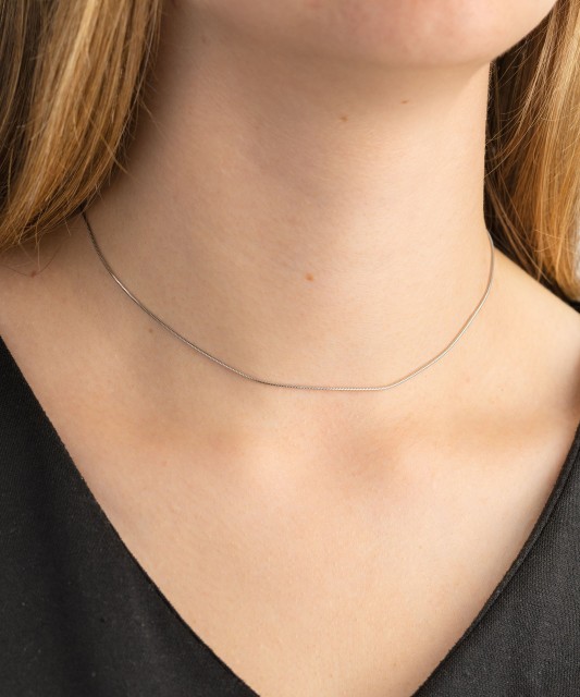 Balta zelta ķēdīte "Snake" 1mm - Goldinga