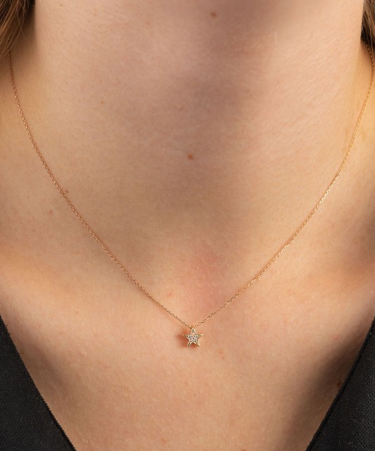 Zelta Ķēdīte Ar Cirkonija Piekariņu "zvaigzne" - Goldinga