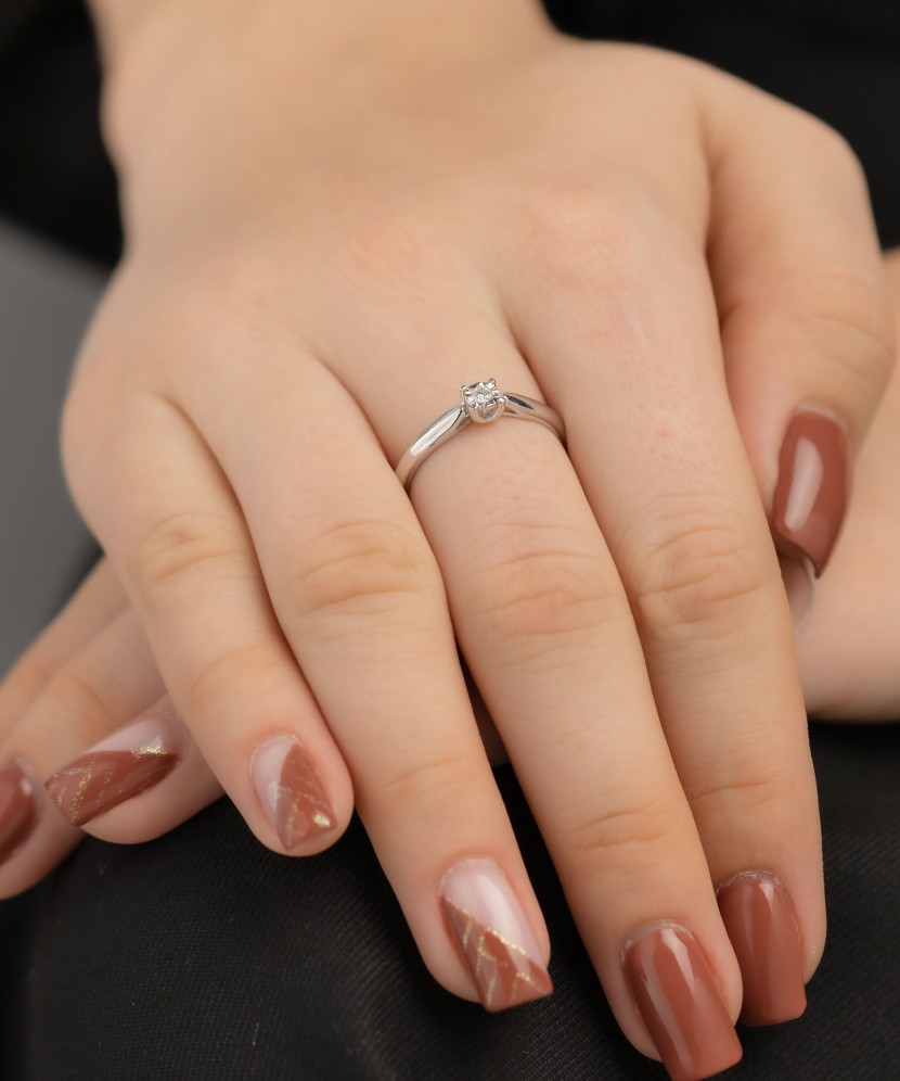 Baltā zelta gredzens ar briljantu - Goldinga