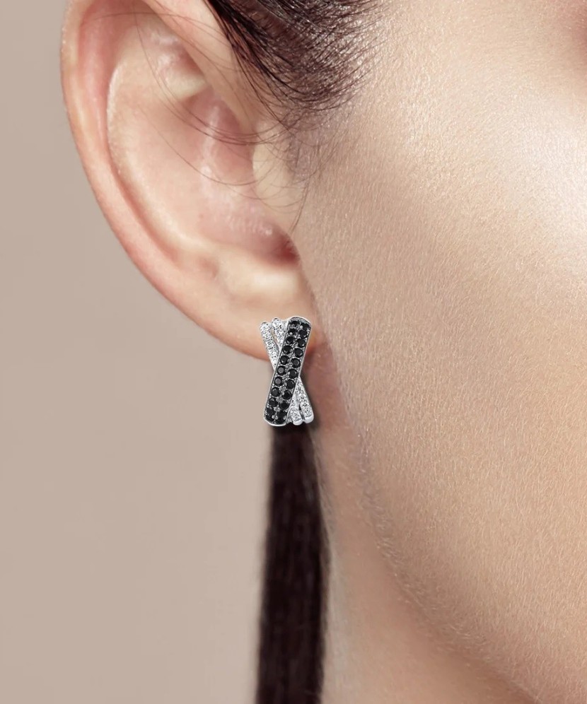 Серьги из серебра с цирконом и шпинели