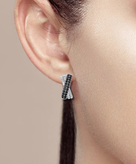 Серьги из серебра с цирконом и шпинели