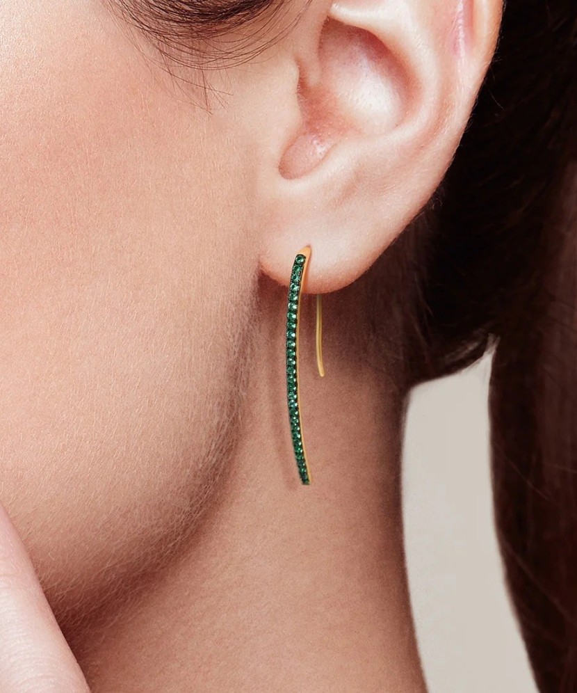 Apzeltīti sudraba auskari ar spineļiem - Goldinga