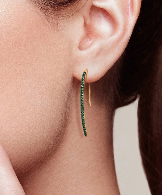 Apzeltīti sudraba auskari ar spineļiem - Goldinga