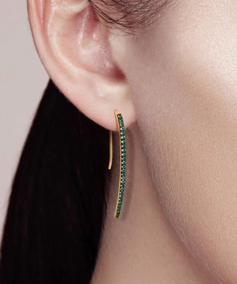 Apzeltīti sudraba auskari ar spineļiem - Goldinga