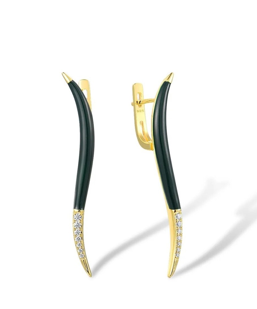 Apzeltīti sudraba auskari ar cirkoniem un emalju