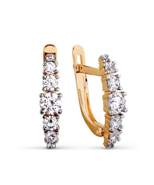 Золотые серьги с кристаллами Сваровски