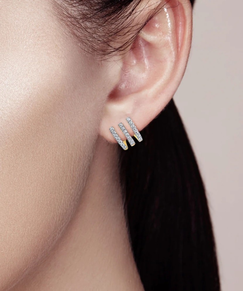 Apzeltīti Sudraba Auskari Ar Cirkonijiem