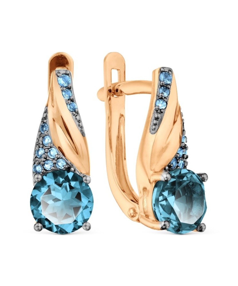 Auksiniai auskarai su London topazais ir cirkoniais - Auksiniai auskarai - Goldinga