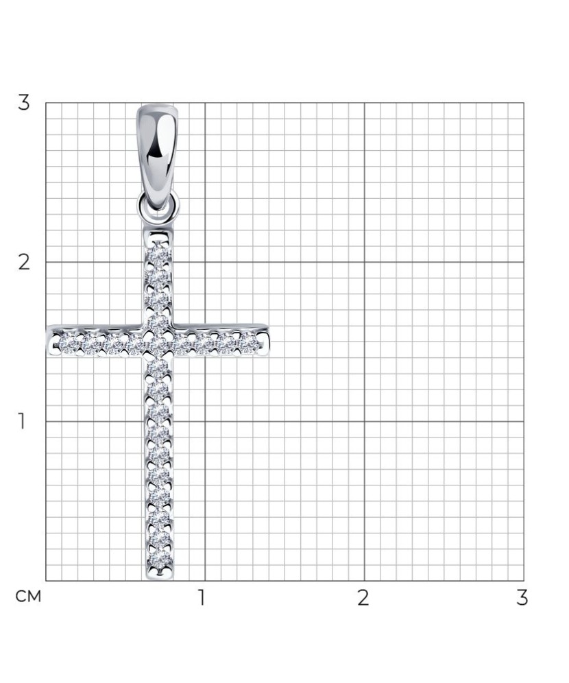 Серебряная подвеска с цирконами "Крестик"