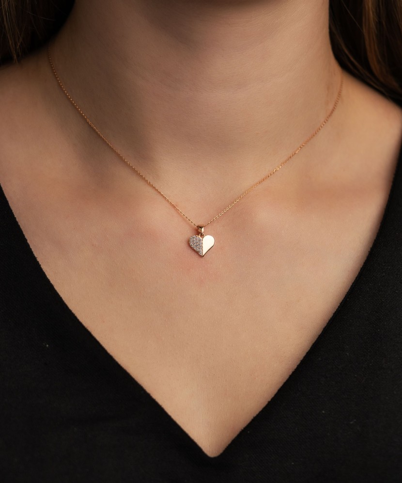 Золотой подвеска с цирконами "Сердечко"
