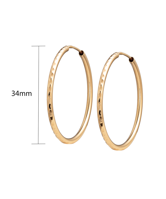 Золотые серьги конго (кольца) с гравировкой 34mm