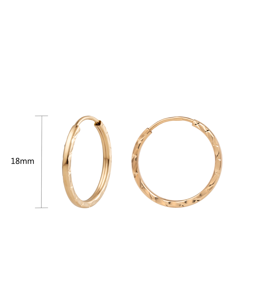 Zelta auskaru komplekti ar gravējumu 18mm - Goldinga