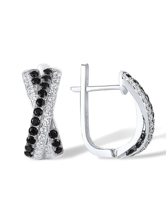 Sudraba auskari ar cirkonijiem un špineļiem