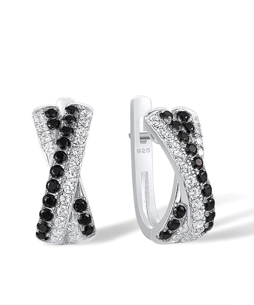 Sudraba auskari ar cirkonijiem un špineļiem