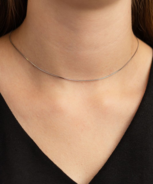 Baltā zelta ķēdīte "Box" 0.8mm - Goldinga