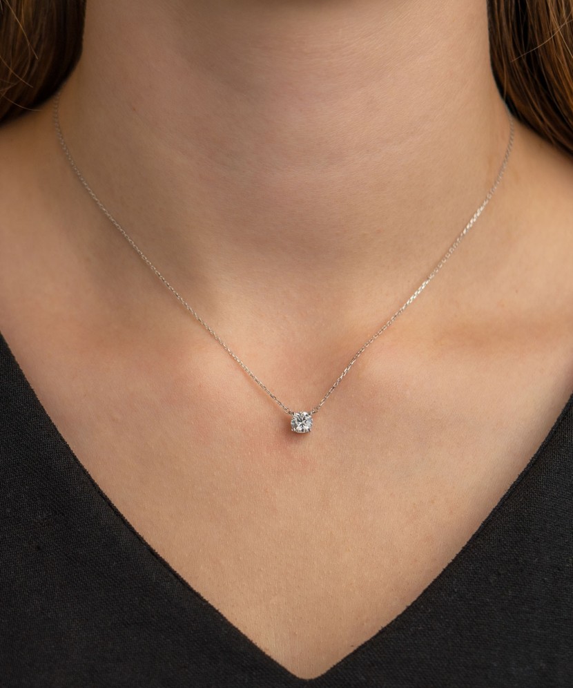 Baltā zelta ķēdīte ar cirkonija piekariņu