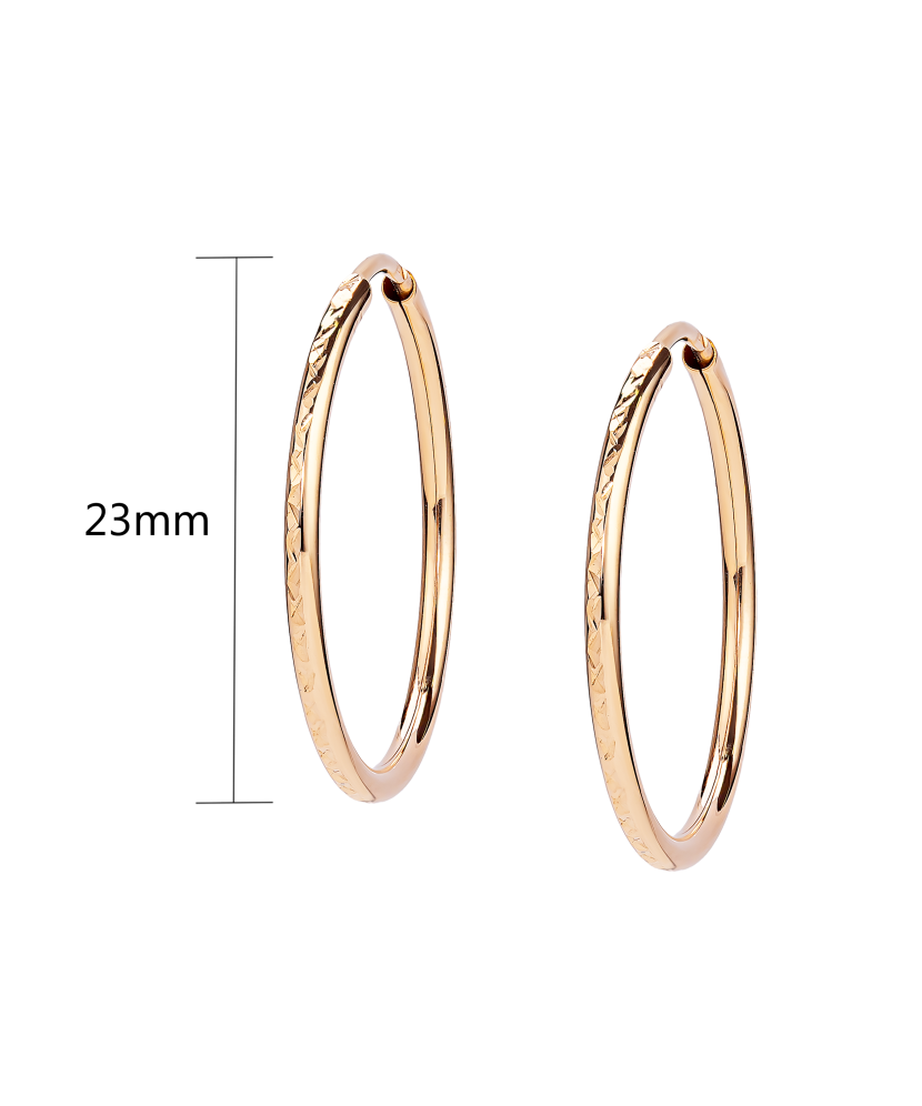 Zelta auskaru komplekti ar gravējumu 23mm - Goldinga