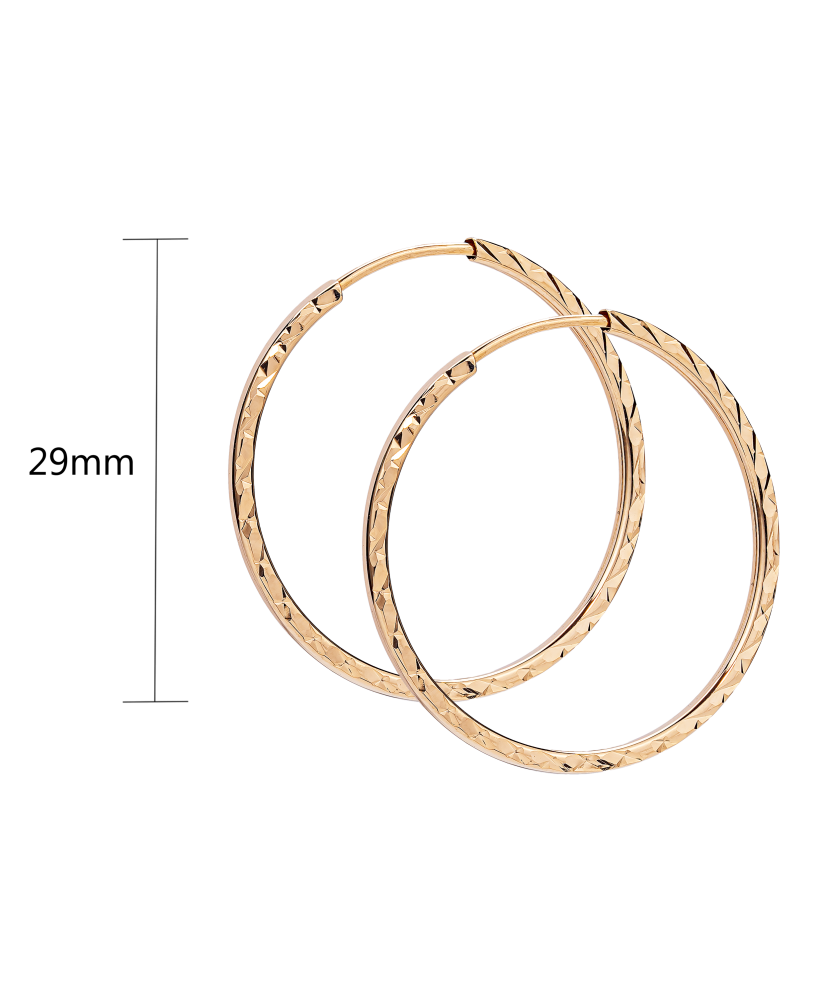 Zelta auskaru komplekti ar gravējumu 29mm - Goldinga