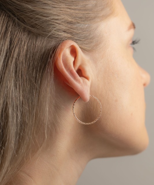 Zelta auskaru komplekti ar gravējumu 29mm - Goldinga