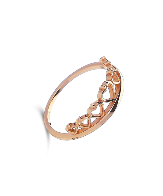 Золотое кольцо "Сердечки"