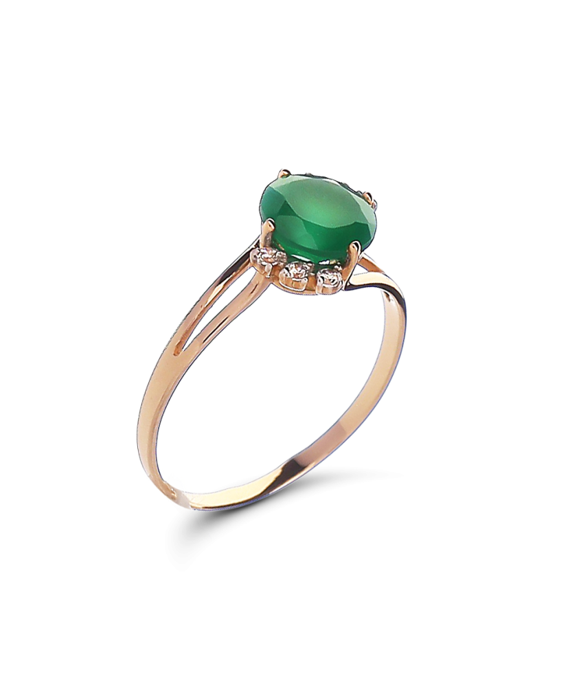 Zelta gredzens ar oniksu un cirkonijiem - Goldinga