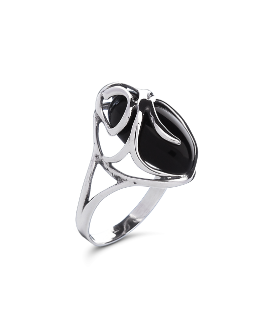 Sudraba gredzens ar oniksu - Goldinga