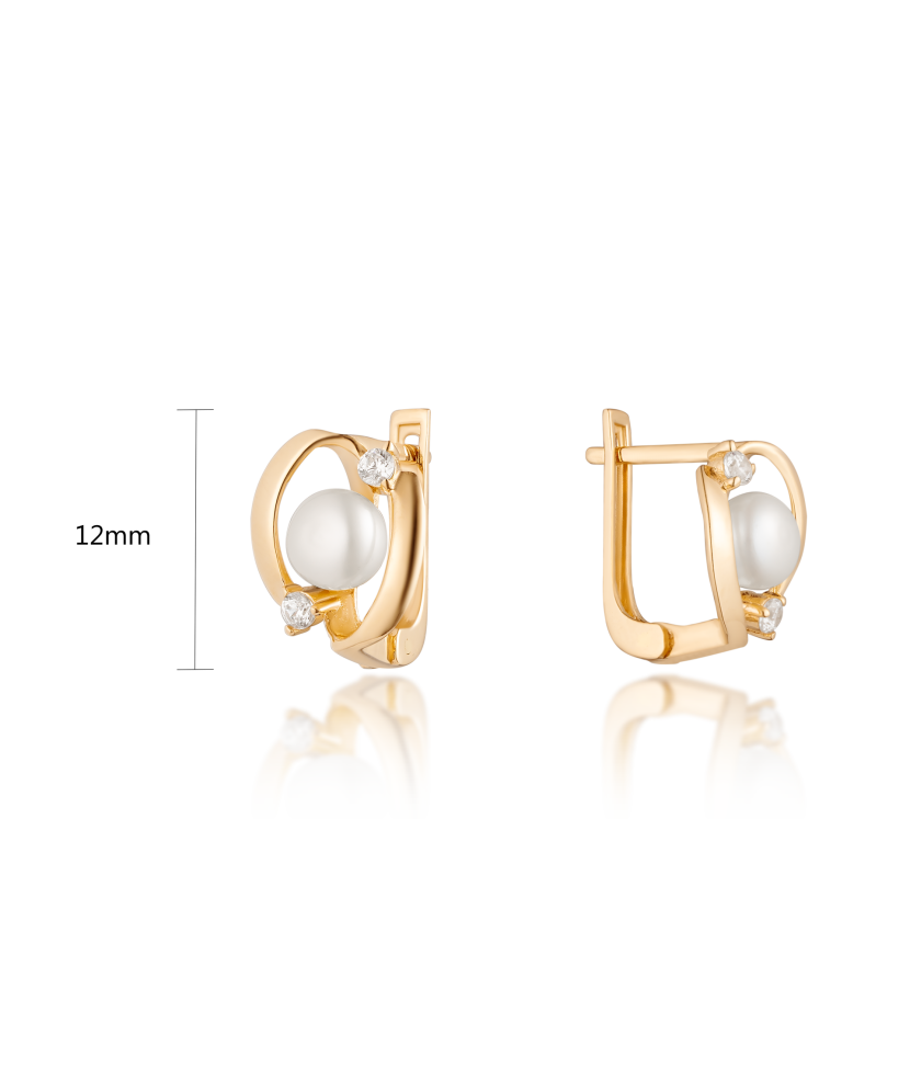 Zelta auskari ar pērlēm un cirkoniju - Goldinga