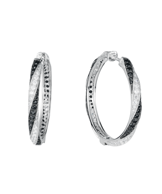 Серебряные серьги со шпинелями и цирконами